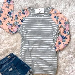 Striped and Floral Sweatshirt